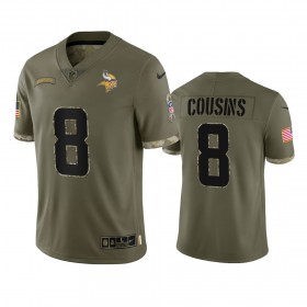 Miesten Minnesota Vikings NFL Pelipaita Kirk Cousins 8 Olive 2022 Salute To Service